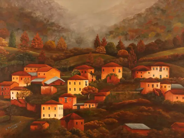 Painting name: ΚΟΡΕΣΤΕΙΑ / KORESTIA, Dimensions: 80Χ60, Material: ΑΚΡΥΛΙΚΟ / Acrylic, Availability: ΔΙΑΤΙΘΕΤΑΙ / Available